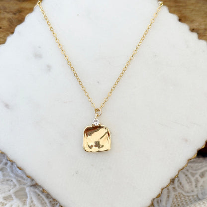 Elsa Hammered Square Pendant Necklace